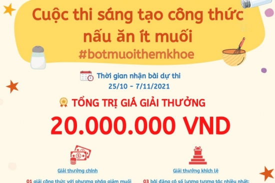 Cuộc thi online sáng tạo công thức nấu ăn “Bớt muối, thêm khỏe”
