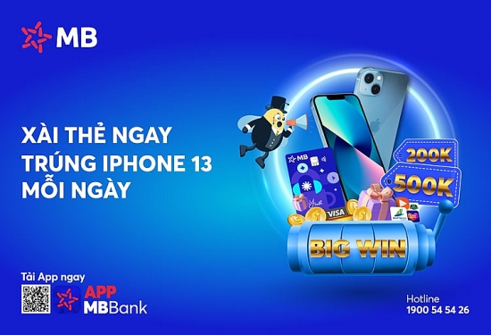 MB tặng khách hàng “cơn mưa” giải thưởng với “Xài thẻ ngay – Trúng iPhone 13 mỗi ngày”