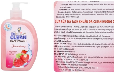 Thu hồi sữa rửa tay sạch khuẩn Dr. Clean hương dâu